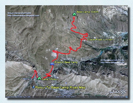 Damavand Camp1 to Camp2 GPS Track and Map