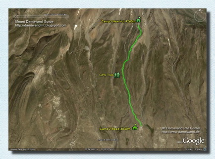 Damavand Camp2 to Camp3 GPS Track and Map