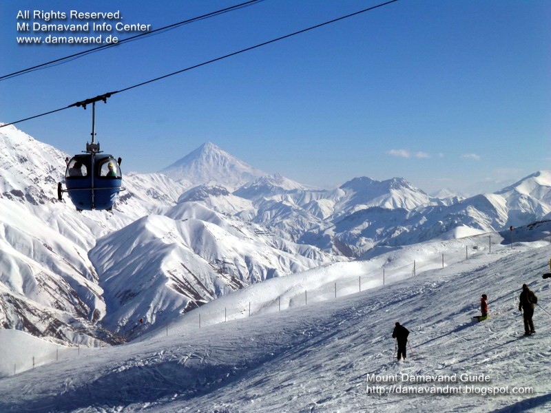 Ski Resort Dizin, Mt Damavand is visible in background