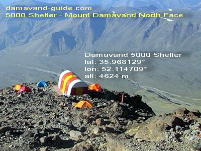 Mount Damavand north route climbing route and Campsites - Damavand 5000-Shelter